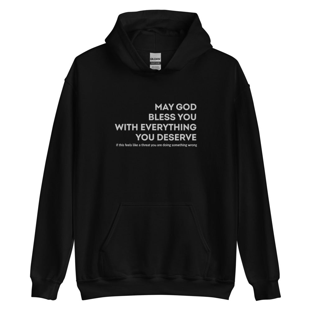 May God Bless You - B&W - Embroidered Unisex Hoodie