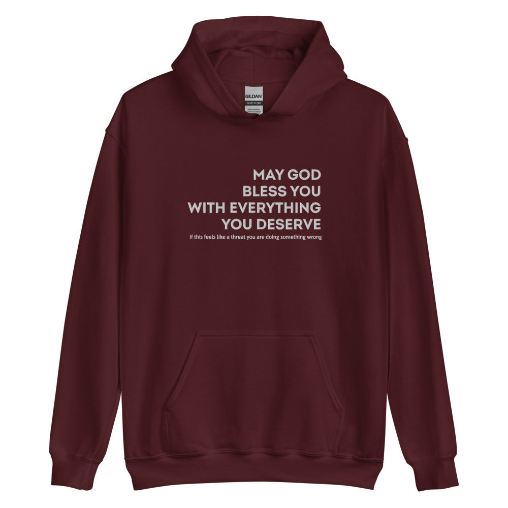 May God Bless You - B&W - Embroidered Unisex Hoodie