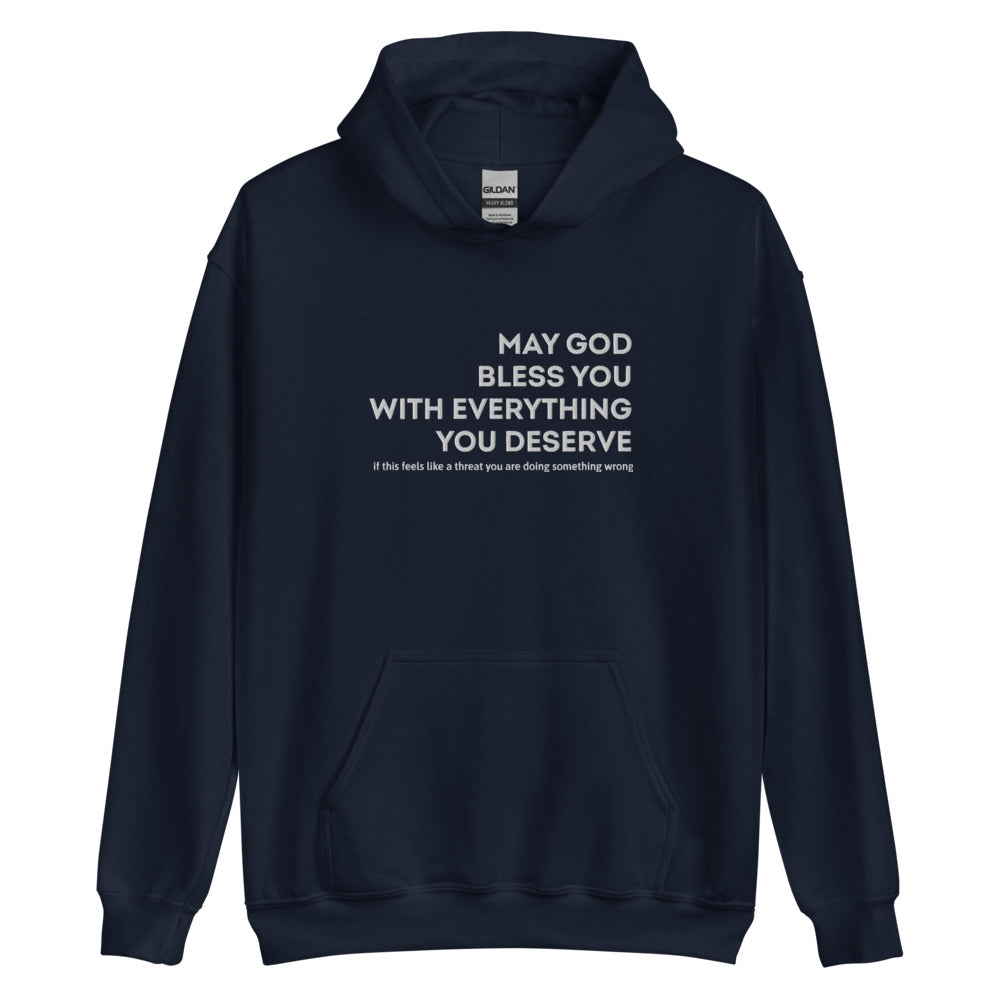 May God Bless You - B&W - Embroidered Unisex Hoodie