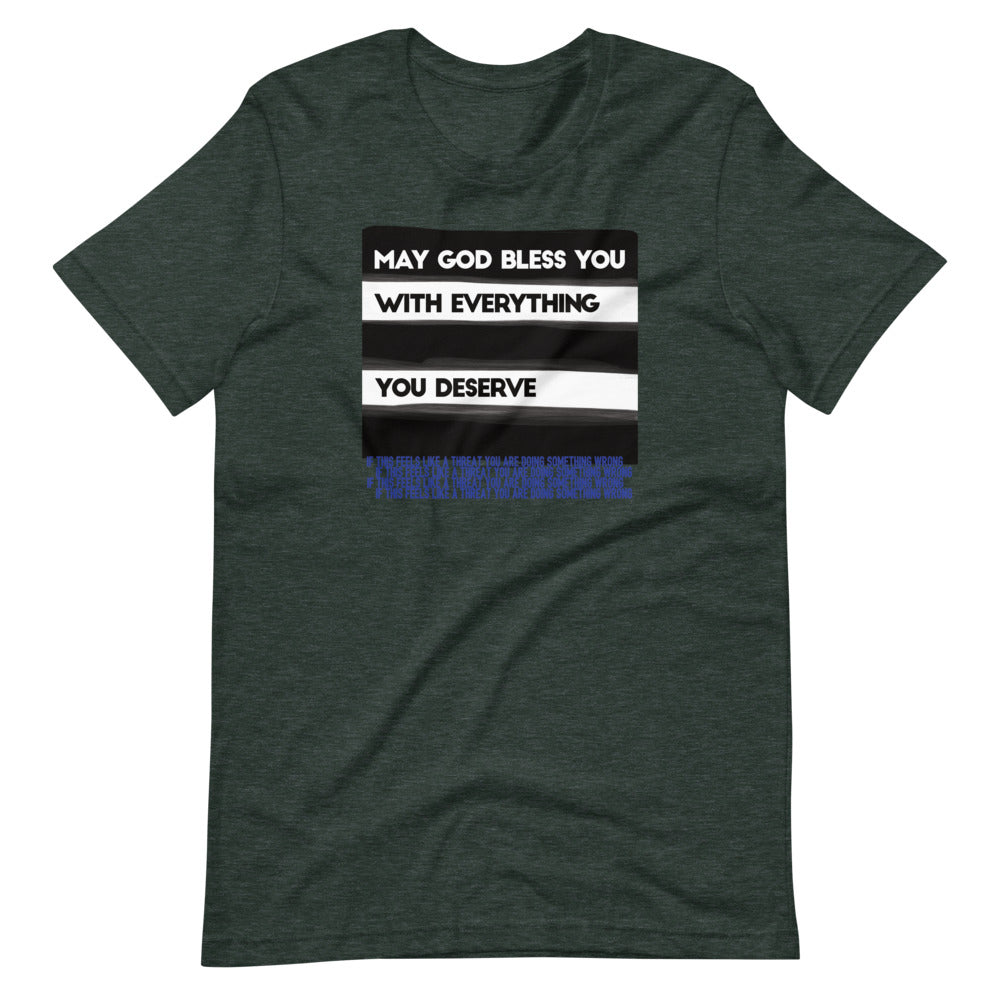 May God Bless You - BW&Blue - Short-Sleeve Unisex T-Shirt