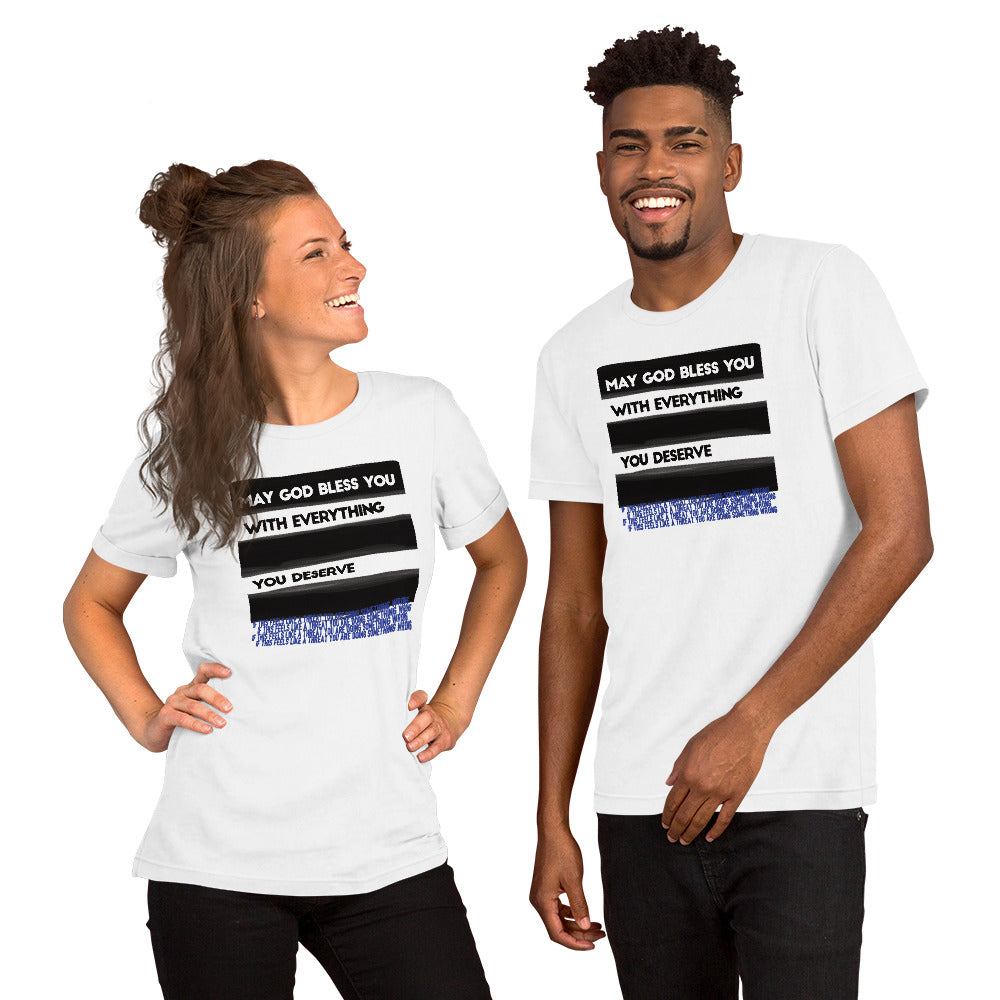 May God Bless You - BW&Blue - Short-Sleeve Unisex T-Shirt